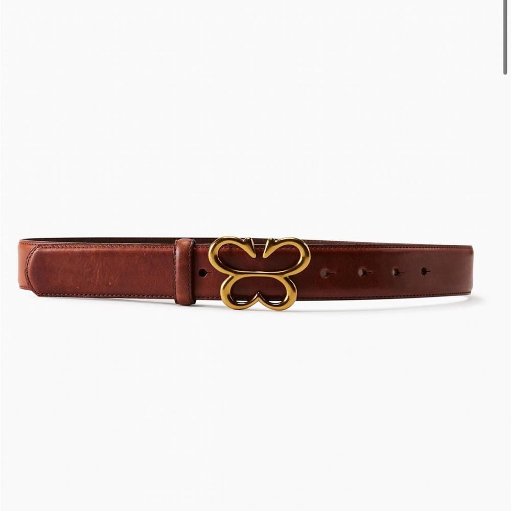 Aritzia Brown Belt with Gold Buckle